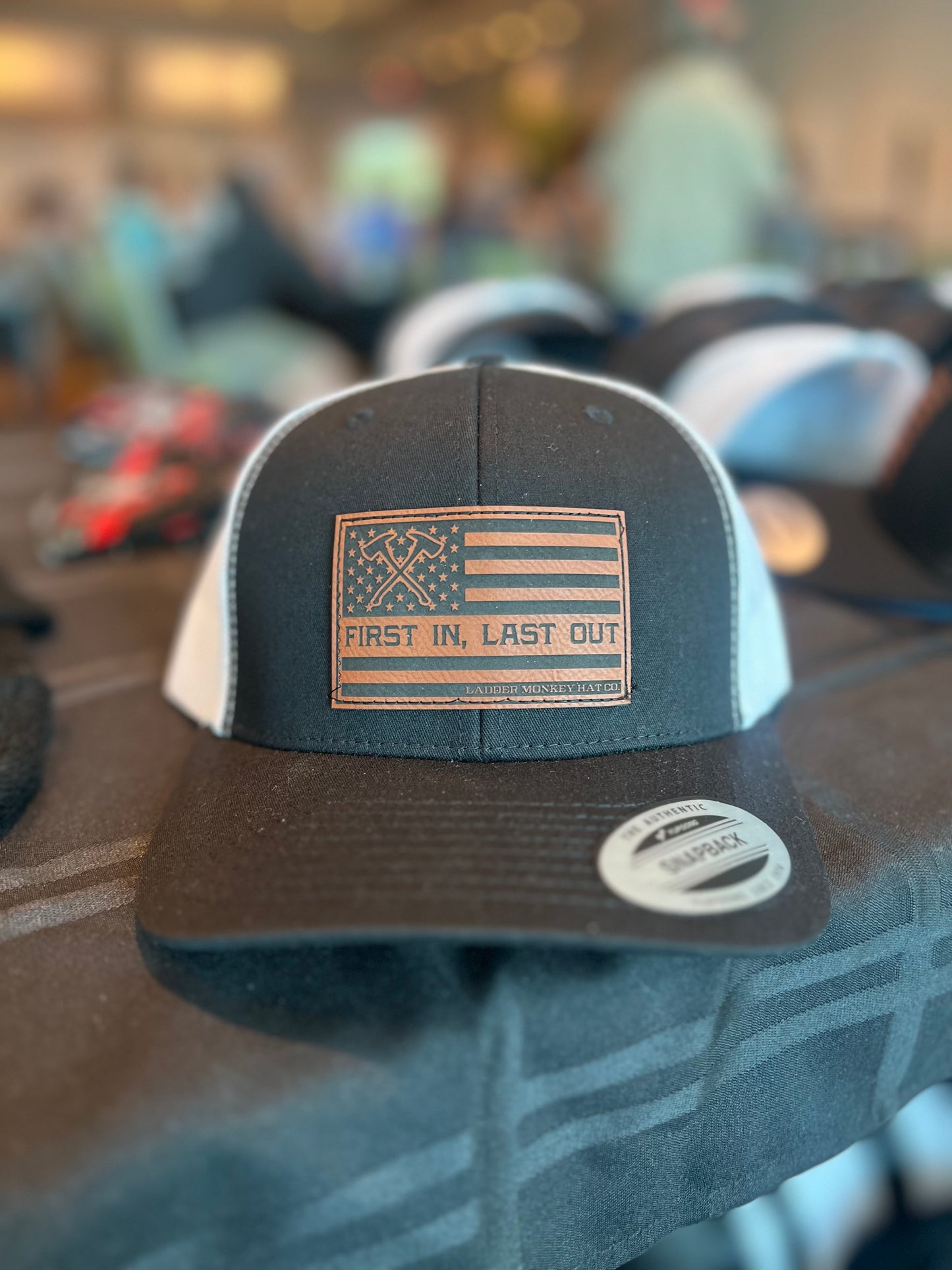 Leather flag patch hat