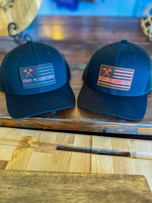 Leather flag patch hat