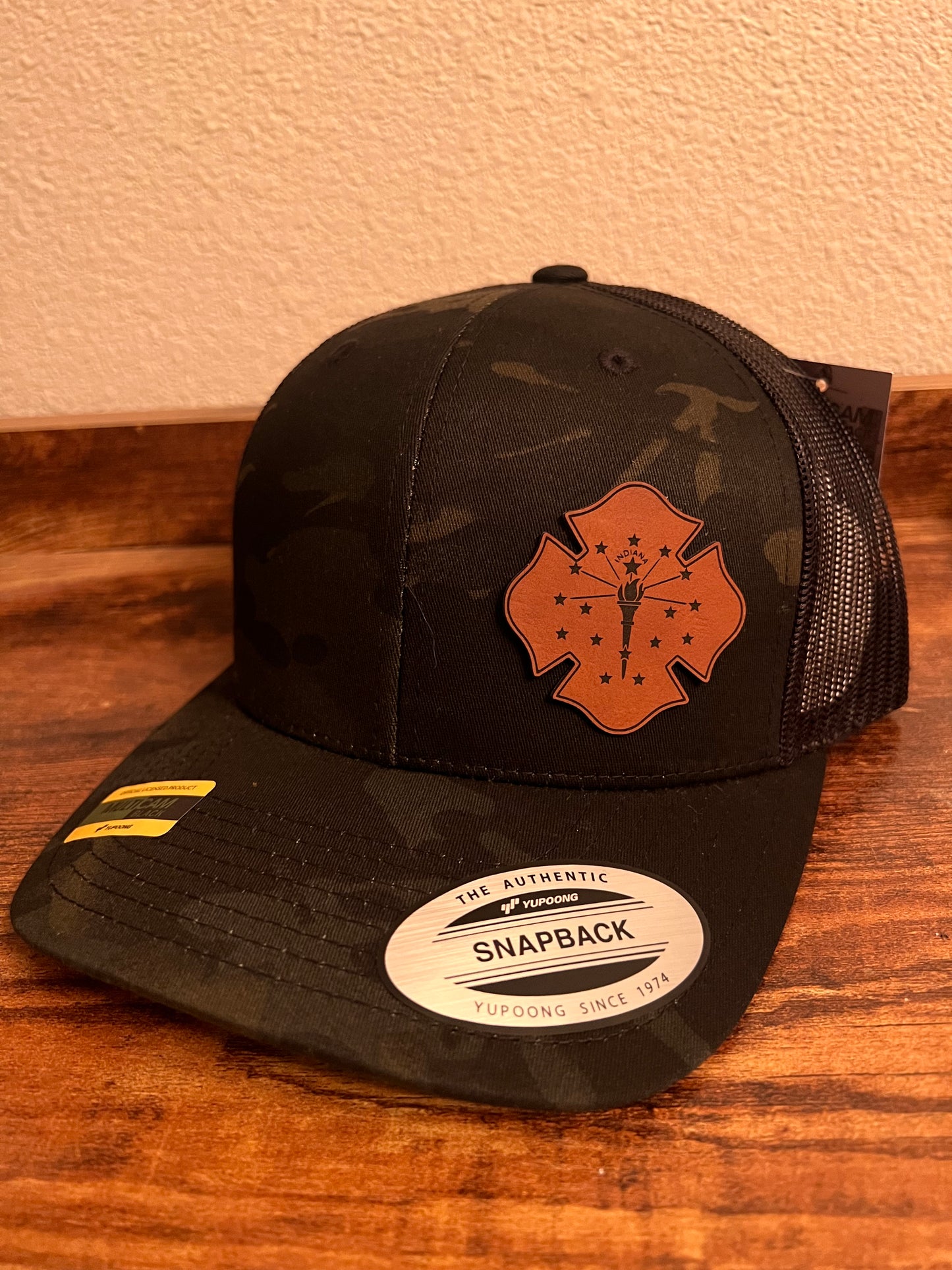 Leather patch state hat