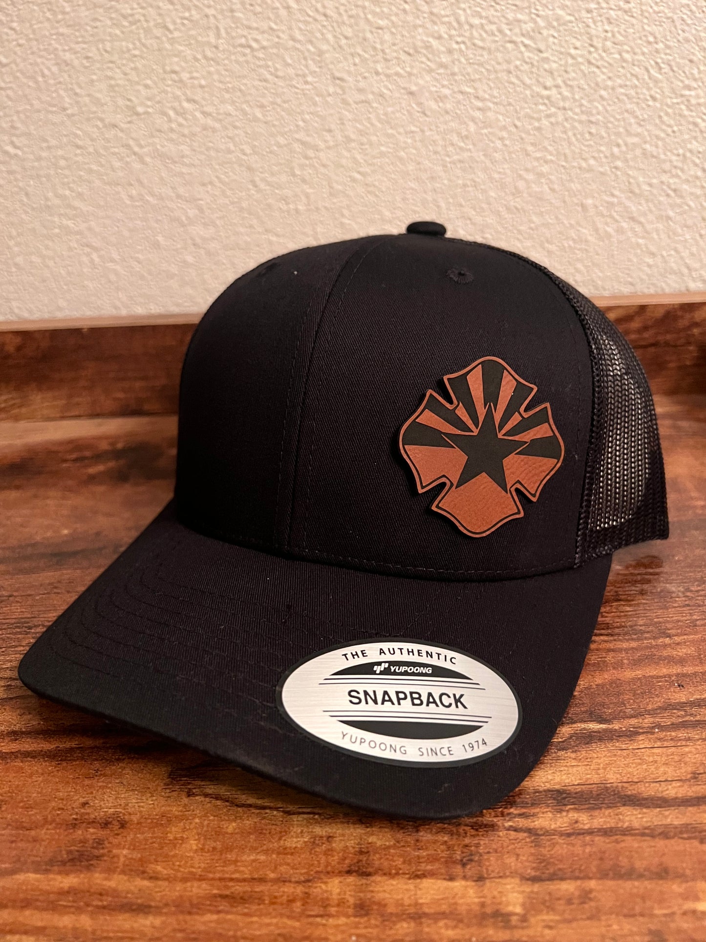 Leather patch state hat