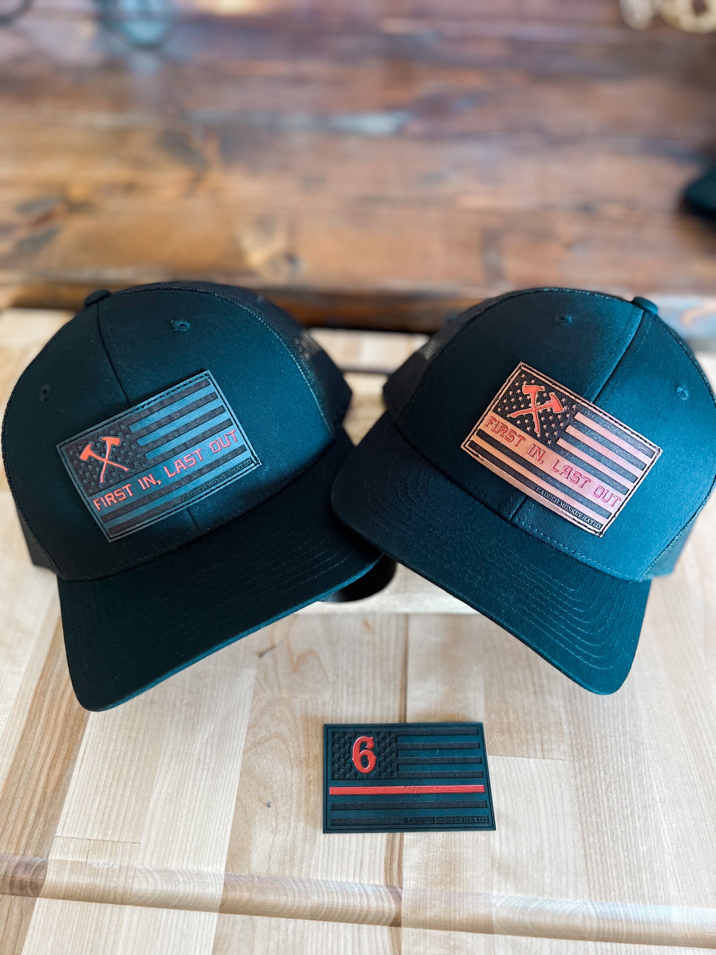 Leather flag patch hat